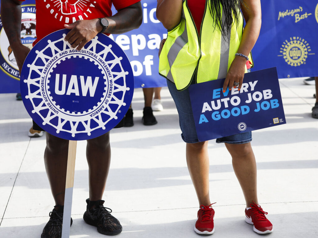 United Auto Workers Members March In Detroit Labor Day Parade United Auto Workers Members March In Detroit Labor Day Parade