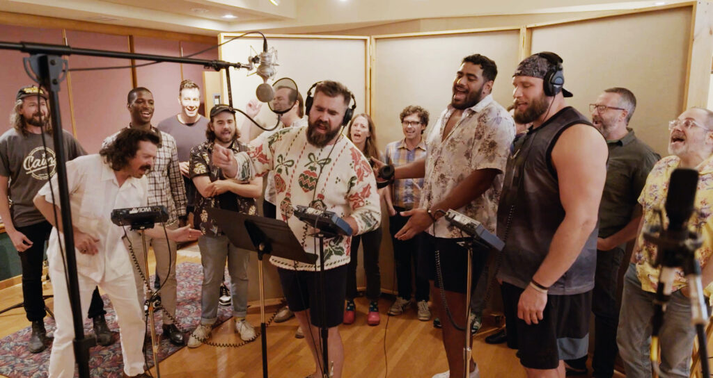 Eagles players singing.