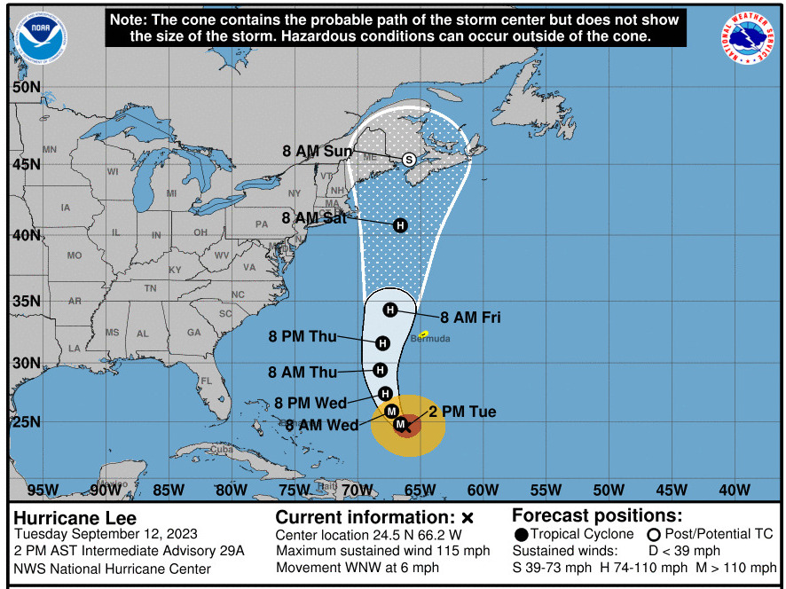 Hurricane Lee is currently moving at a very slow forward pace, but the storm is expected to turn northward and gradually accelerate later this week. Hurricane Lee is currently moving at a very slow forward pace, but the storm is expected to turn northward and gradually accelerate later this week.