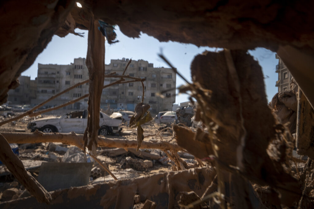 Libya Floods Destruction and rubble in the wake of floods in Libya is visible