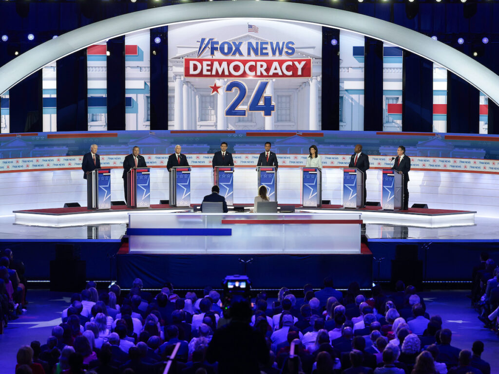 Presidential Hopefuls Square Off In First GOP Debate President Trump skipped the first Republican debate on Aug. 23 in Milwaukee, Wis. Win McNamee/Getty Images