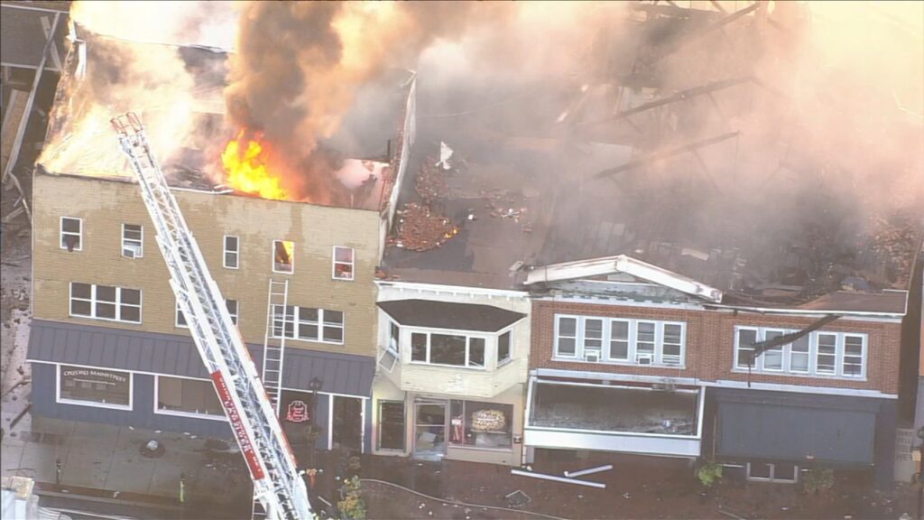 oxford-chester-county-fire-wpvi A large fire is seen in Oxford, Chester County