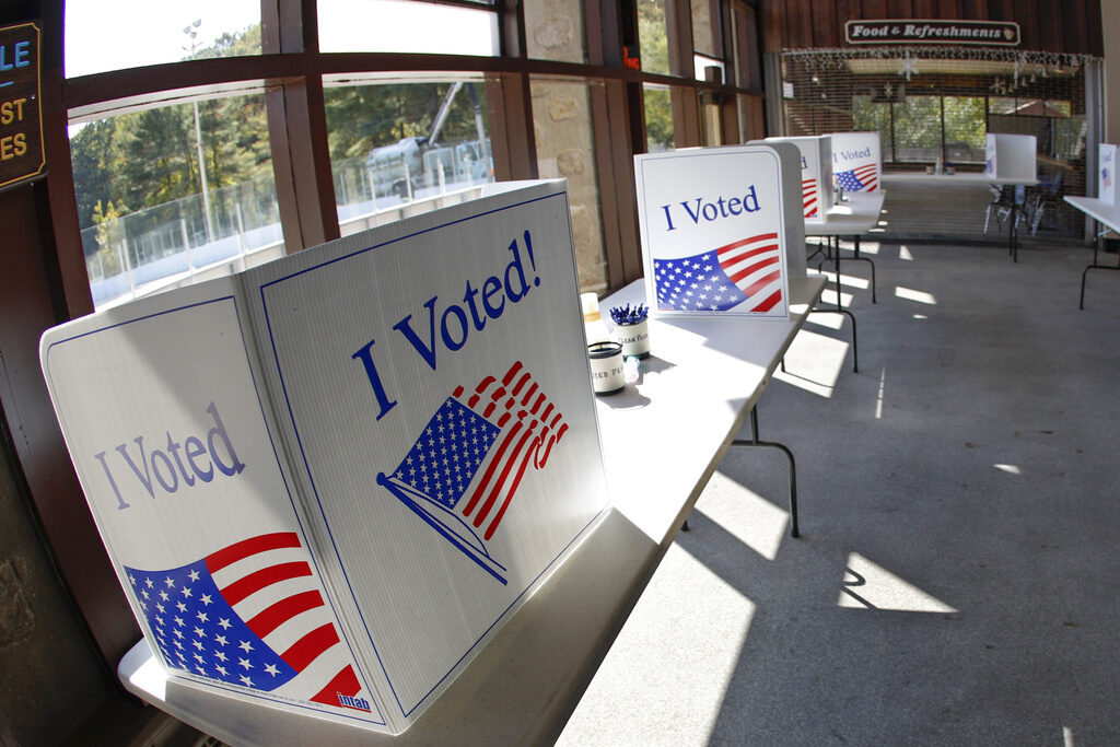 Pennsylvania-Presidential Primary A polling places with boxes that say