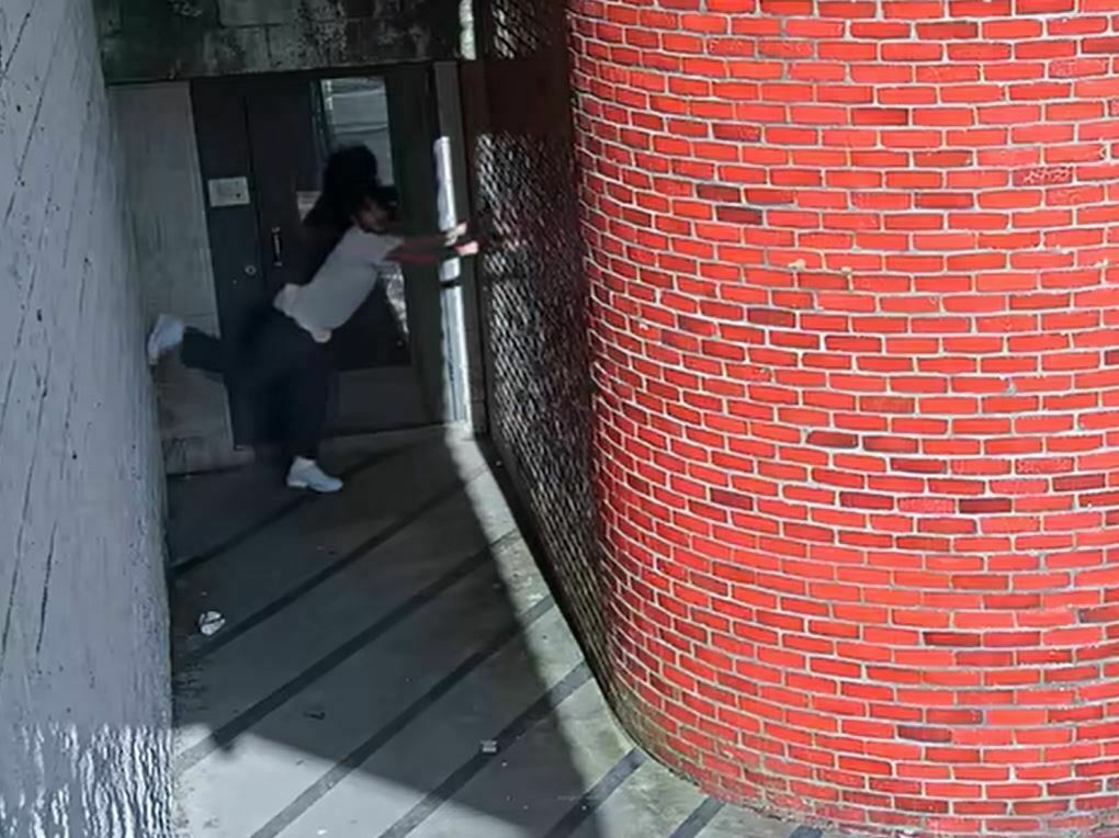A screenshot from the video released by the Chester County Prison shows the moment escaped Pennsylvania inmate Danelo Cavalcante begins to crabwalk up a wall and out of sight. Danelo Cavalcante scales a wall while escaping prison.