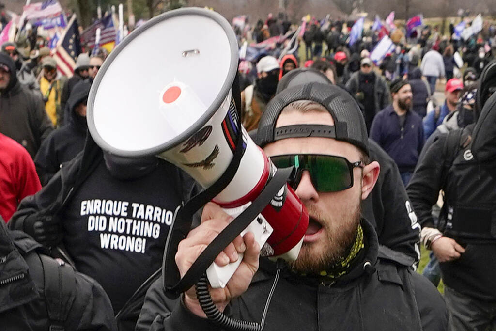 Capitol Riot Proud Boys Proud Boy member Ethan Nordean at the Jan. 6, 2021 Capitol Riot