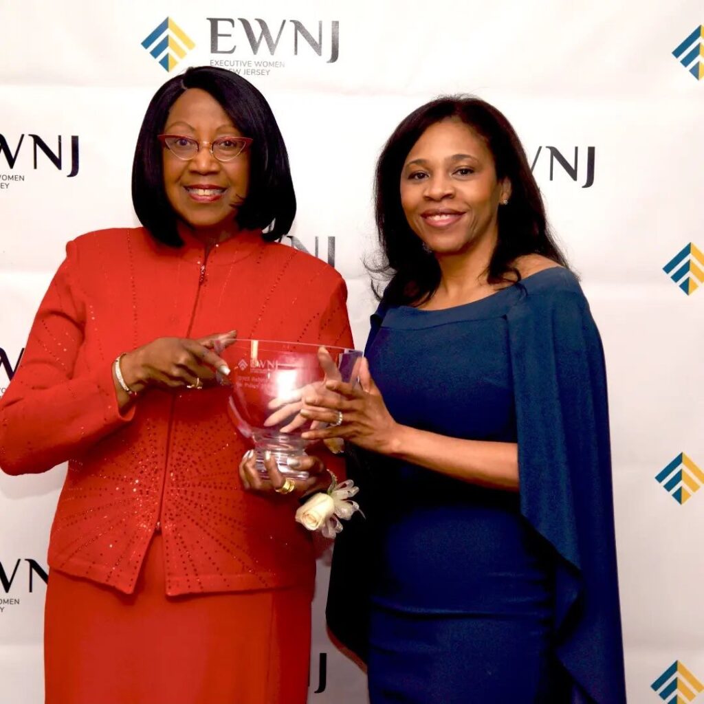Former N.J. Lt. Gov. Sheila Oliver, left, with N.J. Secretary of State Tahesha Way, right.