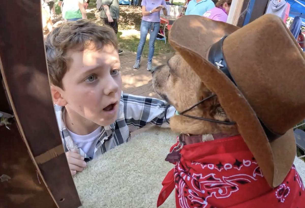 youth-group-animal-shelter-6abc-2023-09-18 Ben Rigden with a dog in costume