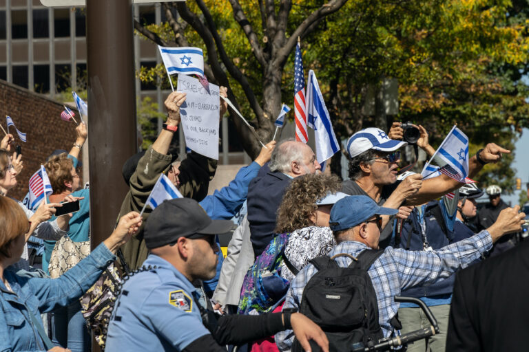 Israeli supporters at the pro-Palestinian rally
