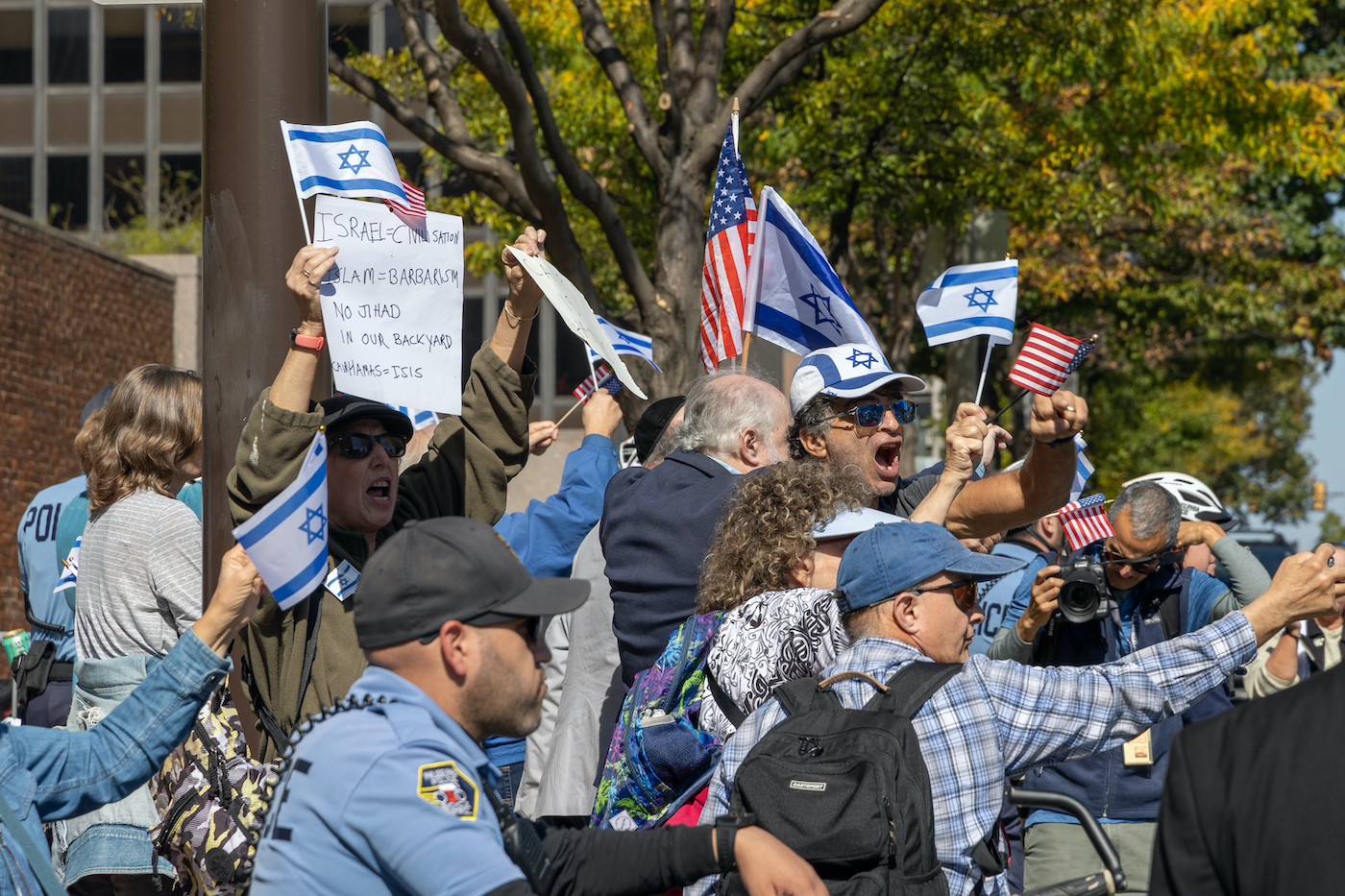 Israeli supporters at the pro-Palestinian rally