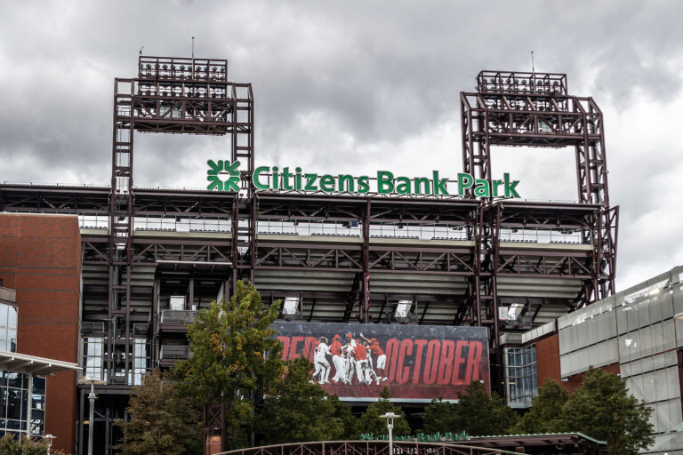 Citizen Bank Park is decked out in postseason banners.