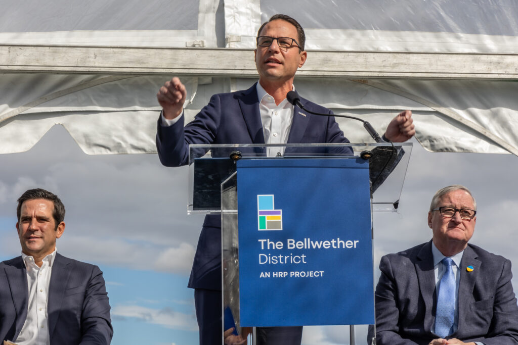 Josh Shapiro speaking at a podium