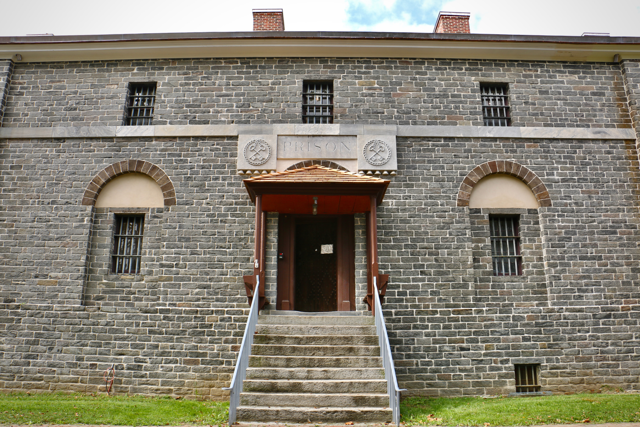 The exterior of the historic Burlington County Prison in Mount Holly