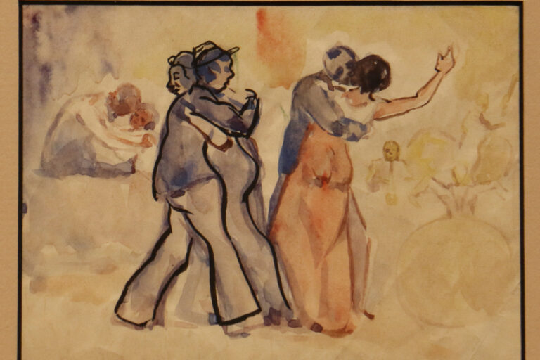 A print showing people dancing