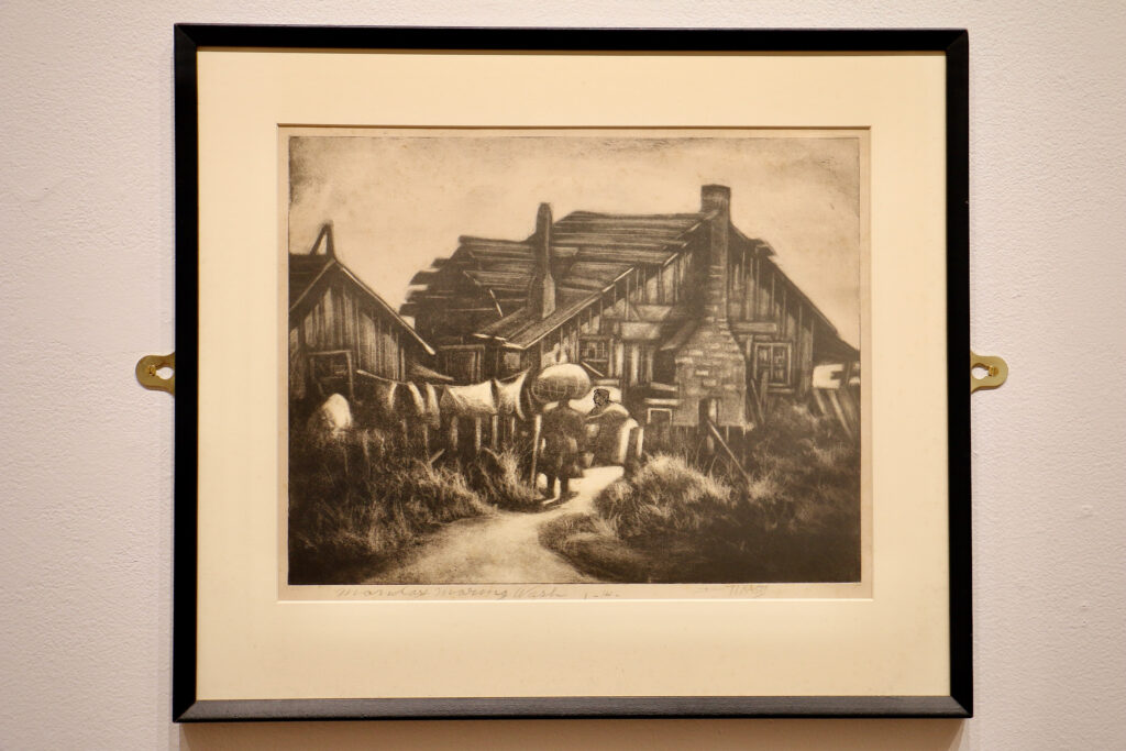 A print by Dox Thrash showing people washing clothes.