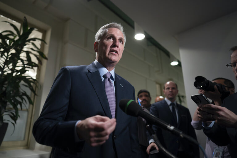 Kevin McCarthy speaking to reporters