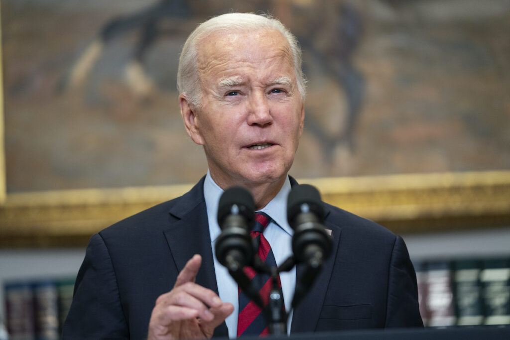 Joe Biden President Joe Biden delivers remarks on student loan debt forgiveness, in the Roosevelt Room of the White House, Wednesday, Oct. 4, 2023, in Washington