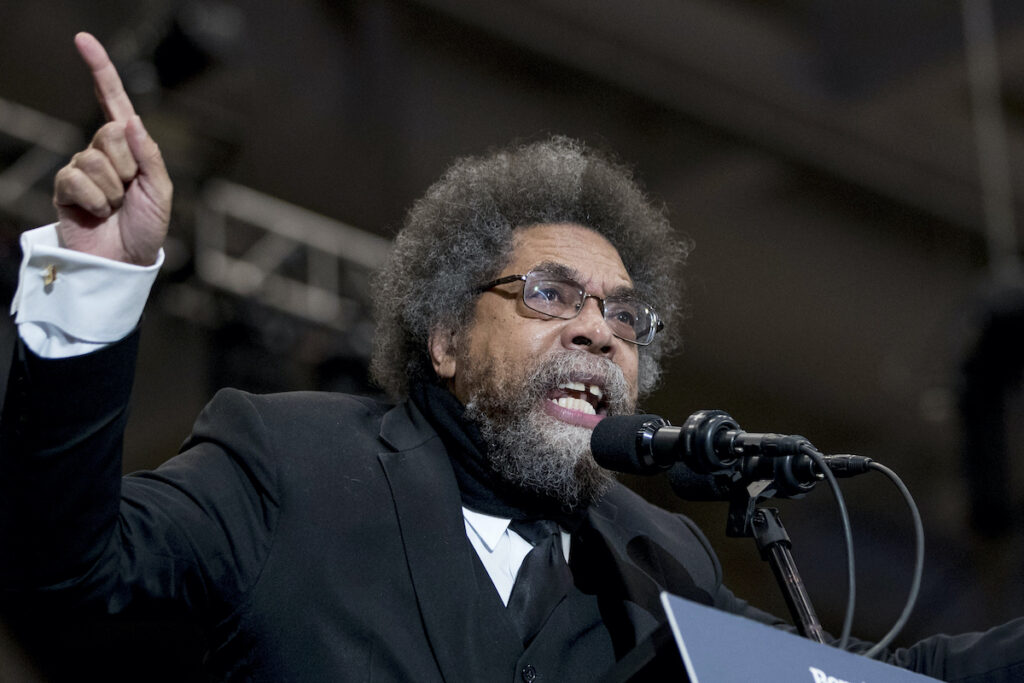 Cornel West File photo: Harvard Professor Cornel West speaks at a campaign rally for Democratic presidential candidate Sen. Bernie Sanders, I-Vt., at the Whittemore Center Arena at the University of New Hampshire, Feb. 10, 2020, in Durham, N.H. West says he will run for president in 2024 as third-party candidate.