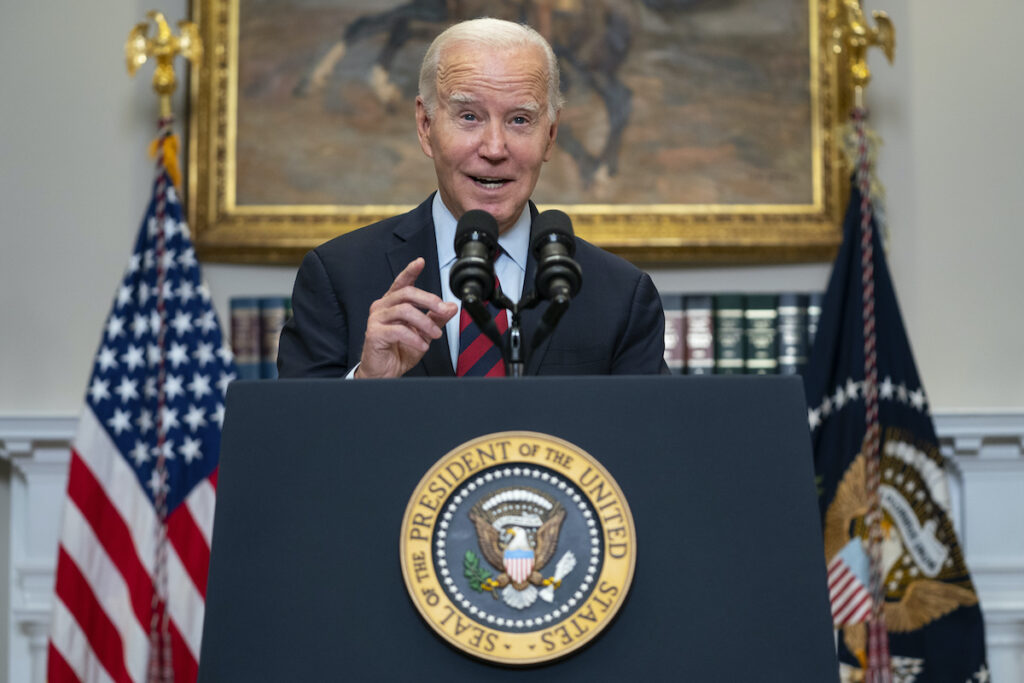 Joe Biden President Joe Biden speaks on student loan debt forgiveness, in the Roosevelt Room of the White House, Oct. 4, 2023, in Washington.