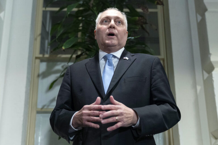 House Majority Leader Steve Scalise of La., talks to reporters as he announces he is ending his campaign to be the next House speaker after a Republican meeting at the Capitol in Washington, Thursday, Oct. 12, 2023.