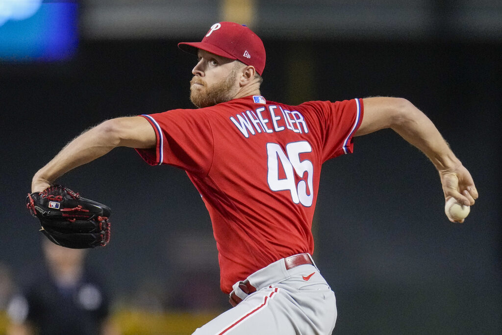 NLCS Phillies Diamondbacks Baseball Zack Wheeler throws a pitch