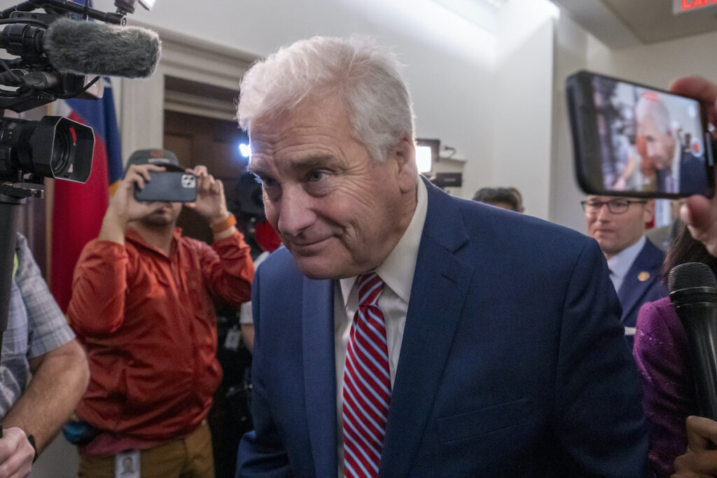 Tom Emmer Rep. Tom Emmer, R-Minn., arrives as Republicans meet to decide who to nominate to be the new House speaker, on Capitol Hill in Washington, Tuesday, Oct. 24, 2023.