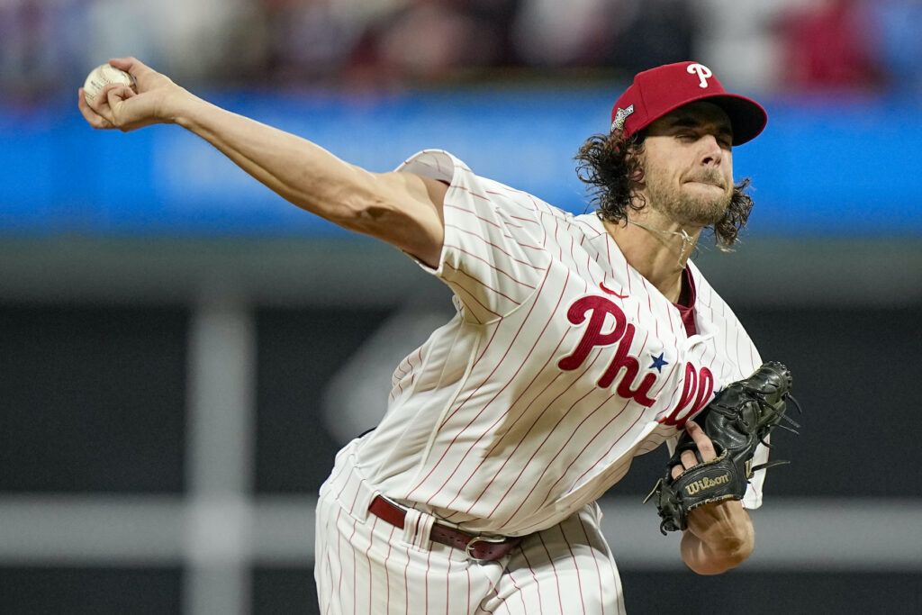 NLCS Diamondbacks Phillies Baseball Aaron Nola pitching