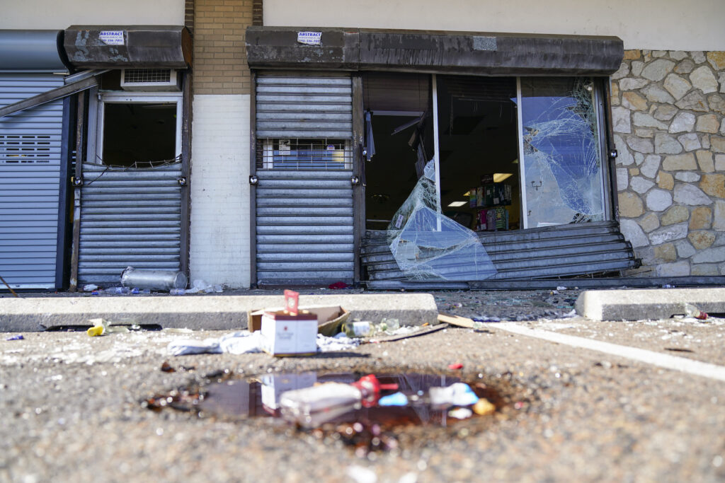 Aftermath of people ransacking a liquor store