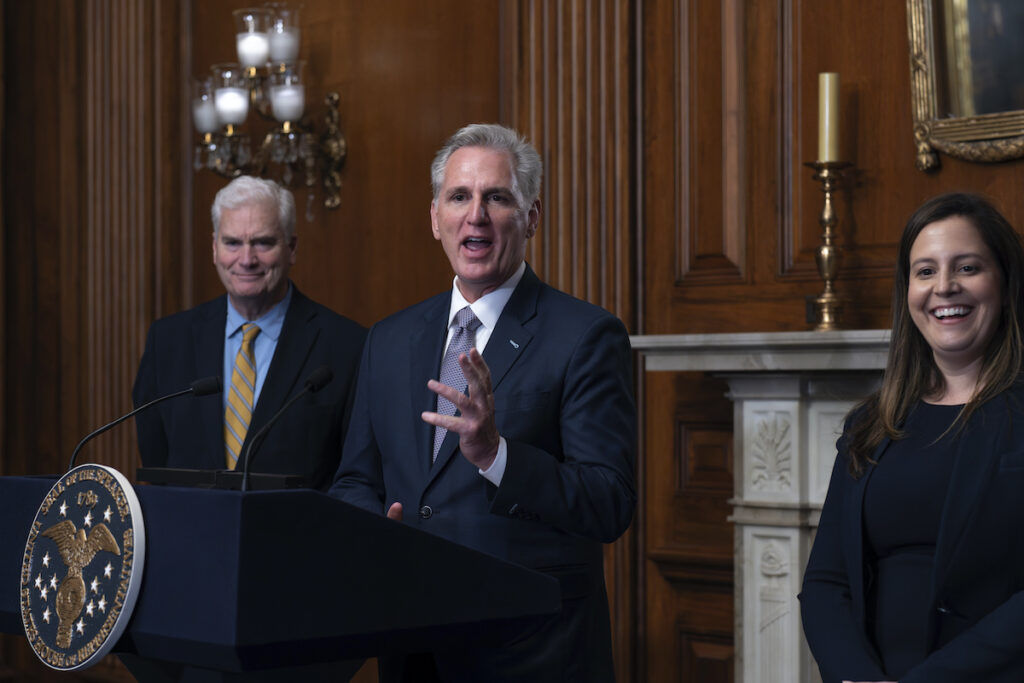 Kevin McCarthy, Tom Emmer, Elise Stefanik Kevin McCarthy, Tom Emmer, Elise Stefanik