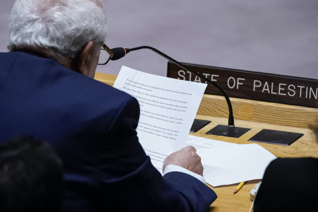 Riyad Mansour speaking at the U.N.