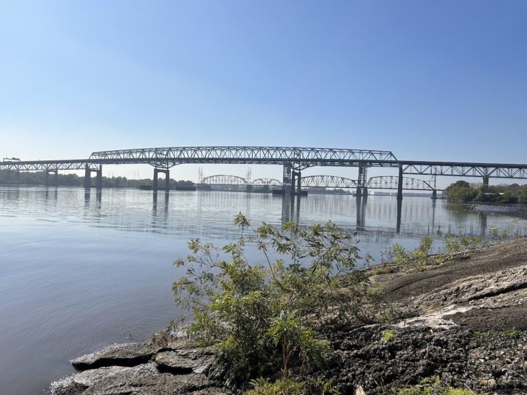A view of a bridge and the Delaware River
