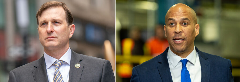 Rep. Dan Goldman (L) and Sen. Cory Booker (R) were both in Israel over the weekend when Hamas attacked. They have since made it back to the U.S. Rep. Dan Goldman (L) and Sen. Cory Booker (R) were both in Israel over the weekend when Hamas attacked. They have since made it back to the U.S.