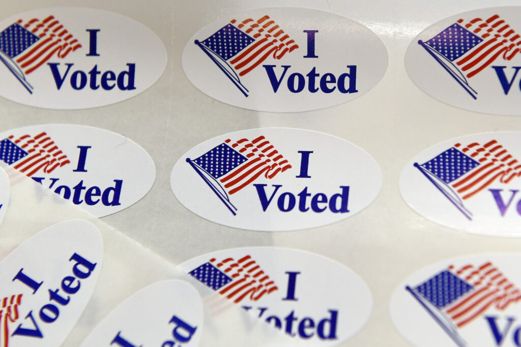 ''I Voted'' stickers on display