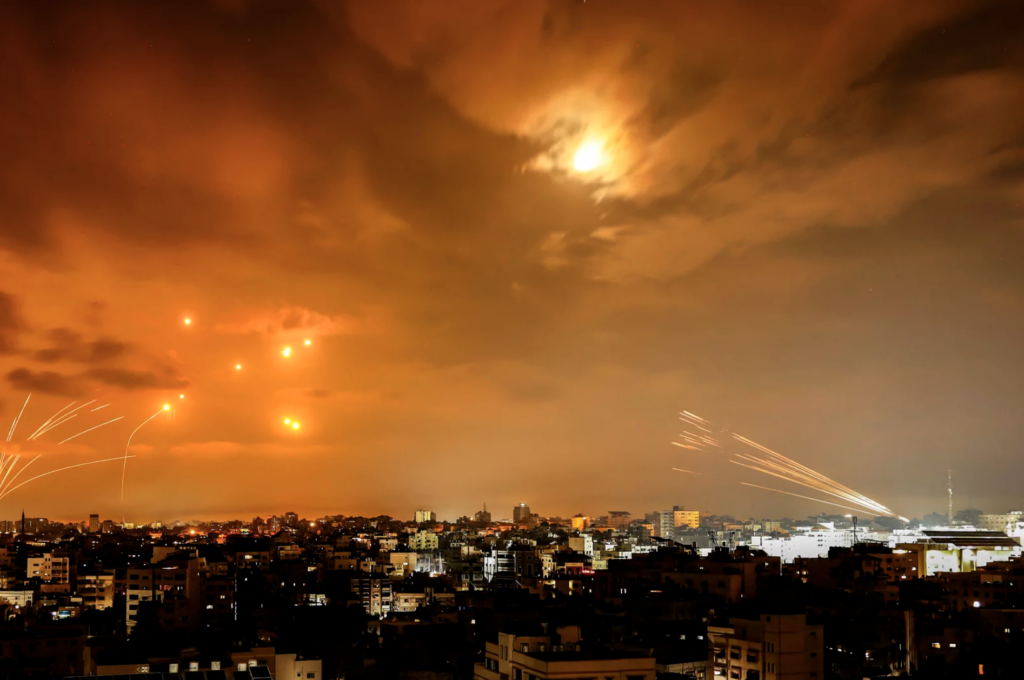 missiles flying over Israel