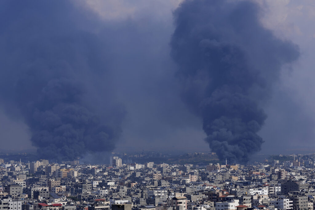 Smoke rises following Israeli airstrikes in Gaza City
