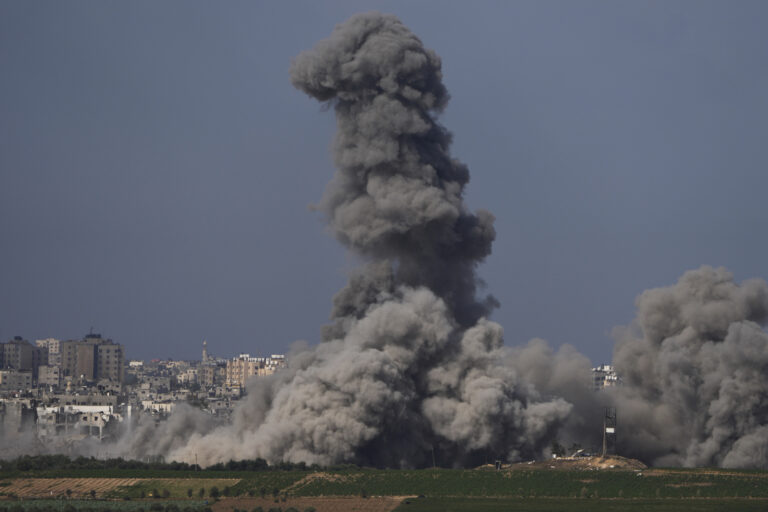Smoke rises following an Israeli airstrike in the Gaza Strip