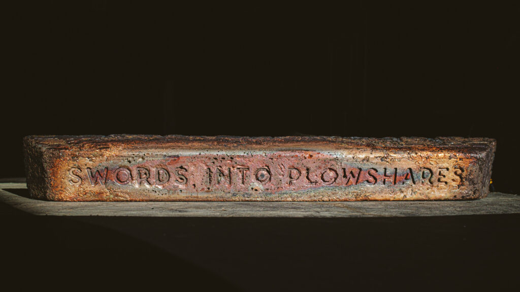 The project to transform the former statue of Confederate Gen. Robert E. Lee is called Swords into Plowshares, taken from a Bible verse in the book of Isaiah.