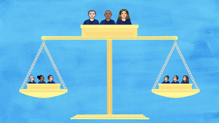 Illustration showing the scales of justice