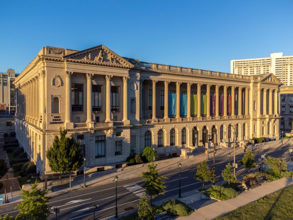 parkwaycentrallibrary-exteriorevening-scaled Free Library of Philadelphia building