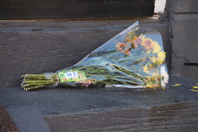 Flowers on a doorstep