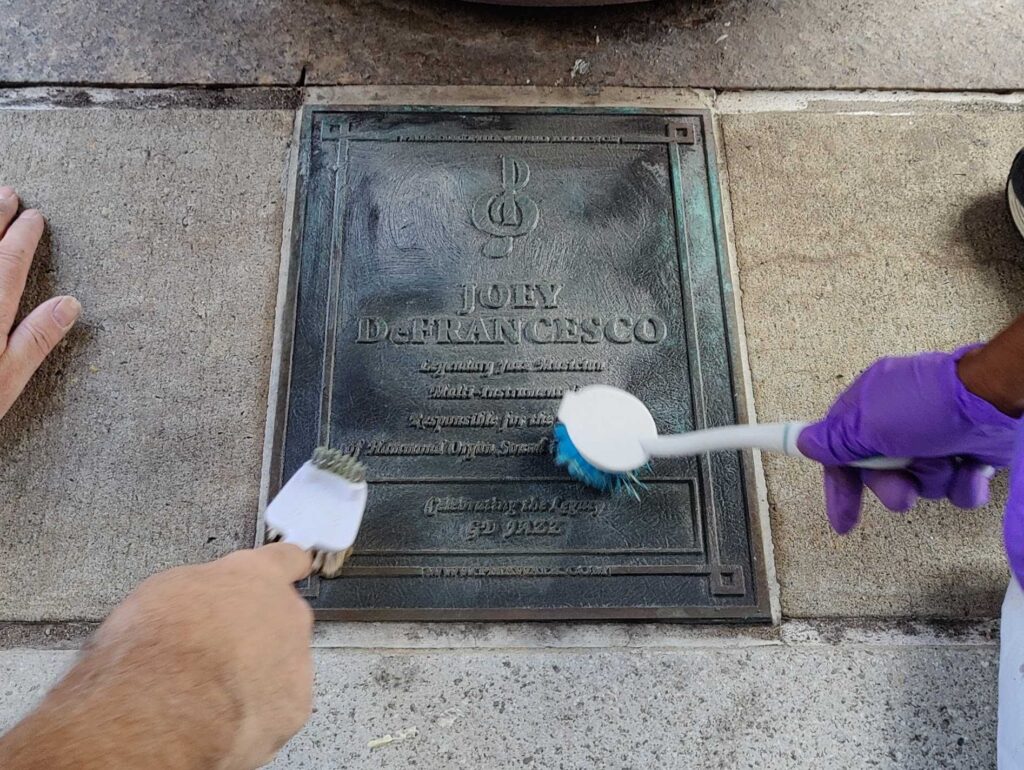 Joey DeFrancesco's plaque getting scrubbed