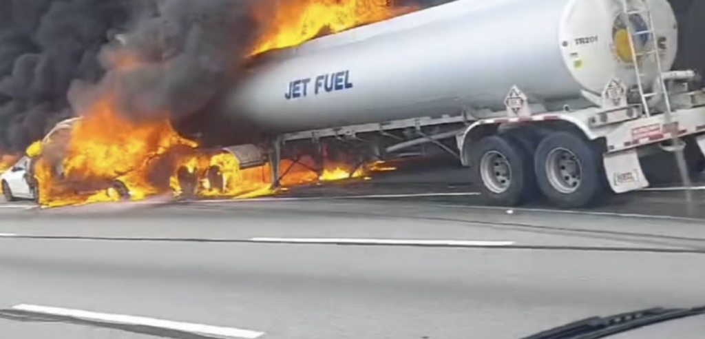 tanker-truck-crash-I-476-montco-wpvi-102323 A tanker fire is seen on I-476 in Montgomery County.