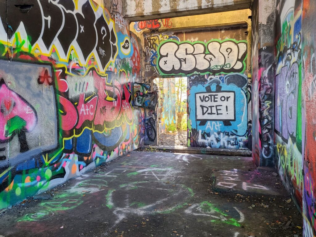 An exhortation to vote at Graffiti Pier in Philadelphia.