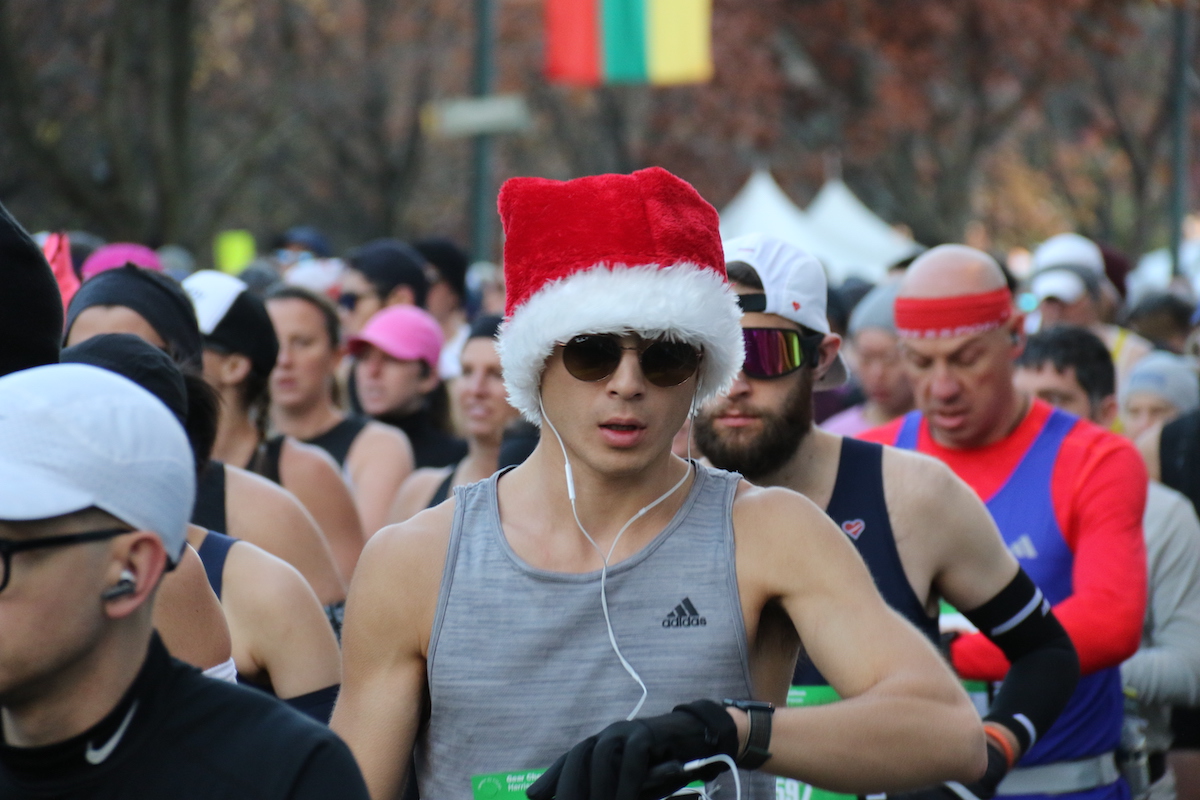 Runners trotted to the finish line of the AACR Philadelphia Marathon with the spirit of the holidays running through their minds