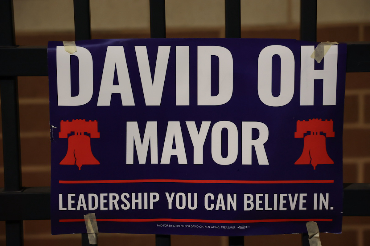 A political sign reads 