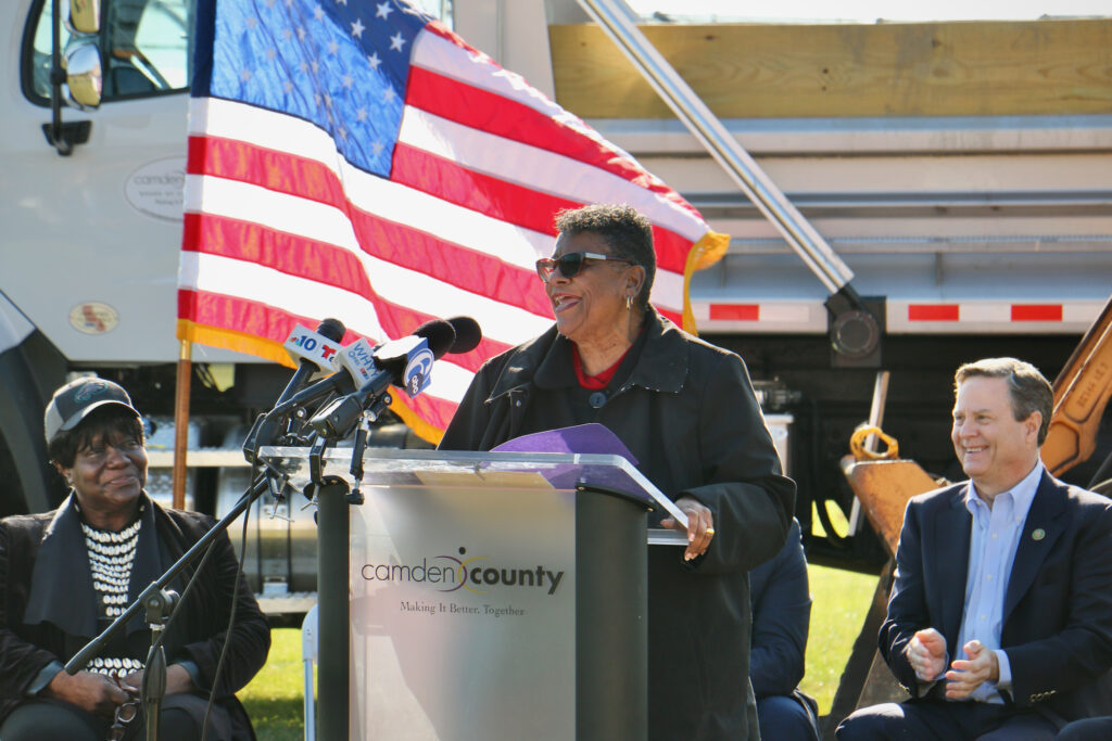 Ann Wardlow speaking at a podium