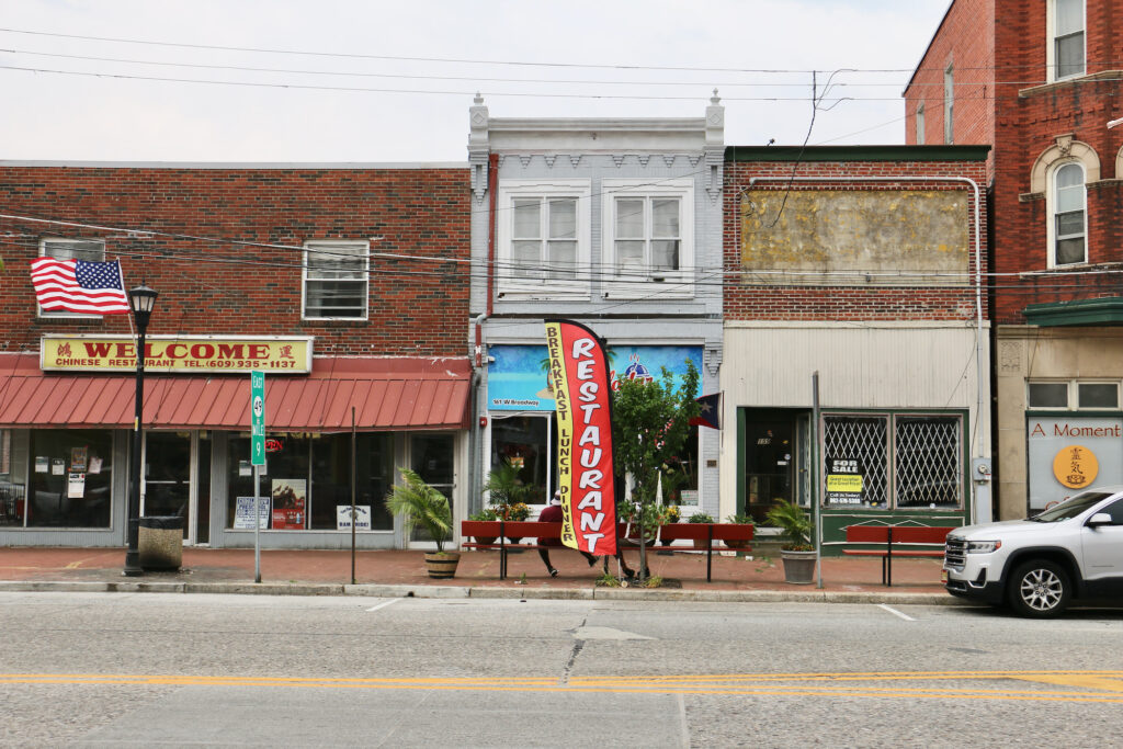 A street with storefronts