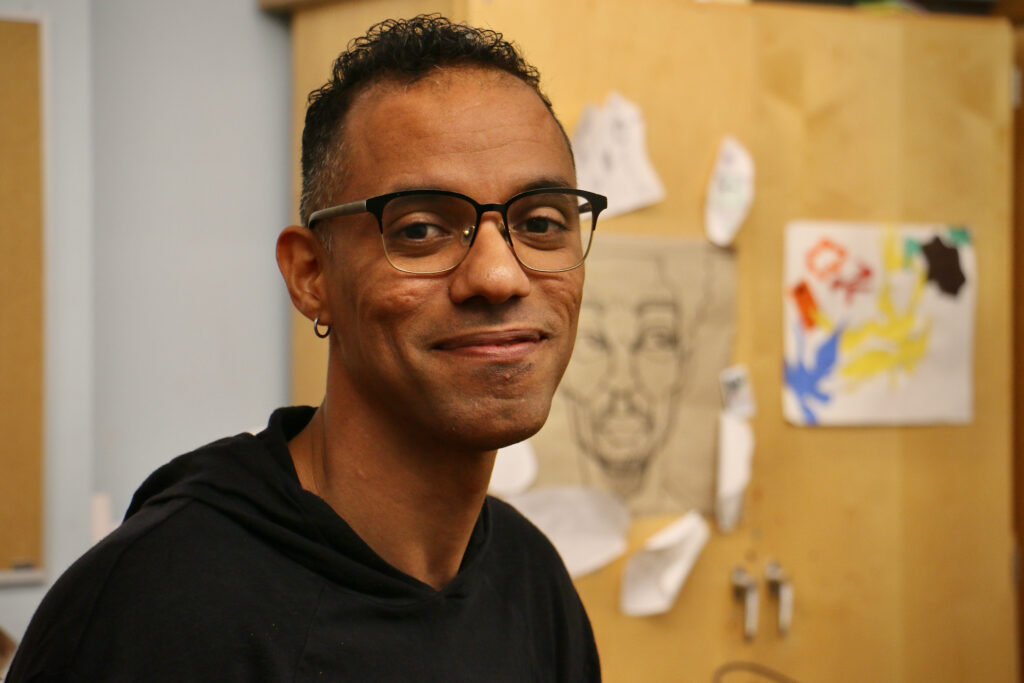 2023 11 02-e lee-emilio maldonado-philadelphia mural arts-artist relations closeup Emilio Maldonado poses for a photo.