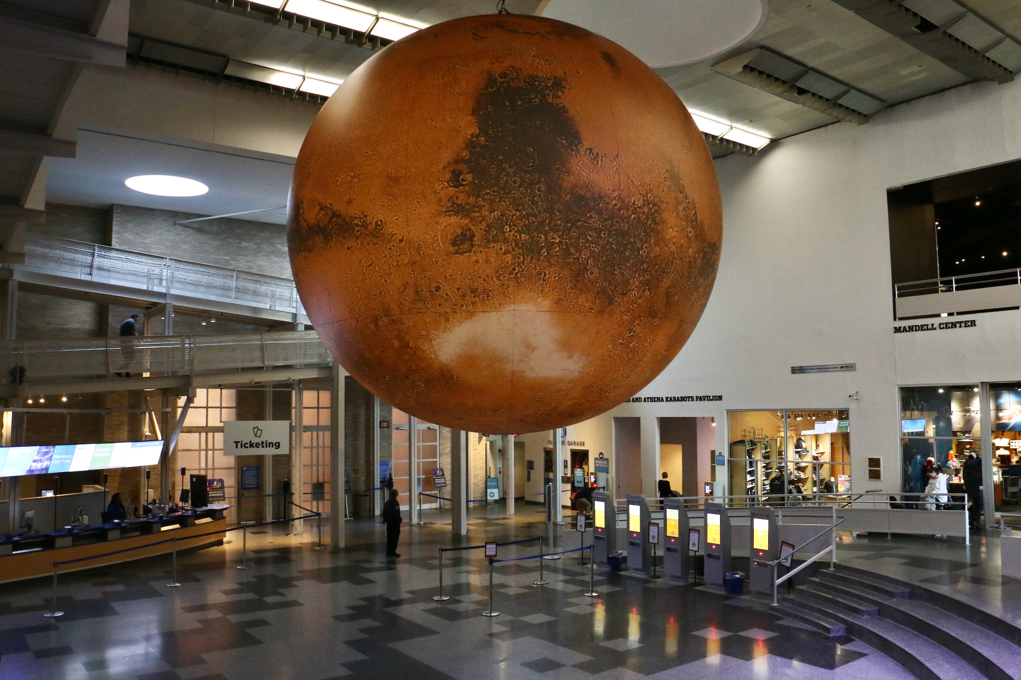A sphere seven meters in diameter in the lobby of the Franklin Institute