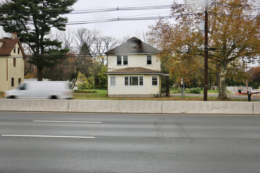 homes along a wide road
