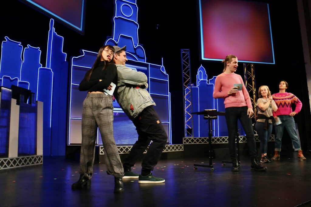 1812 Productions players rehearse a skit for ''This Is The Week That Is,'
